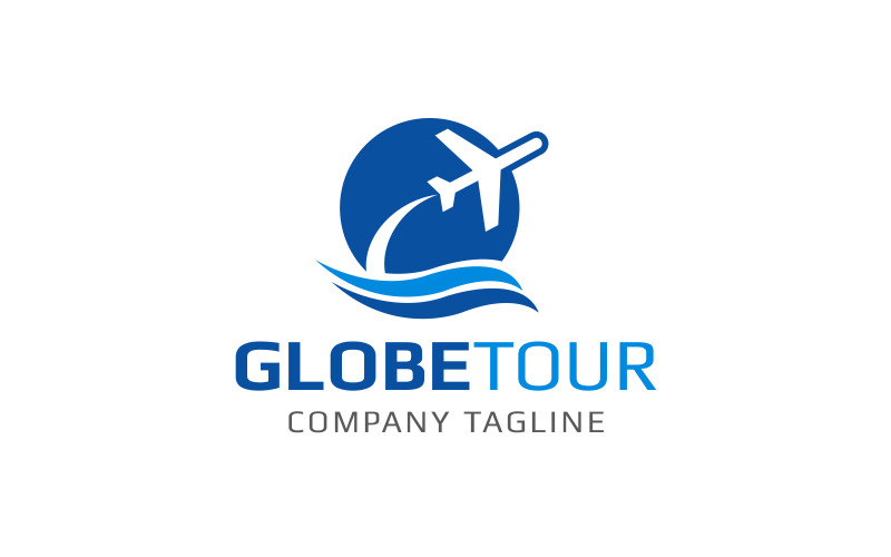 Logo di viaggio, modello di logo del tour del globo