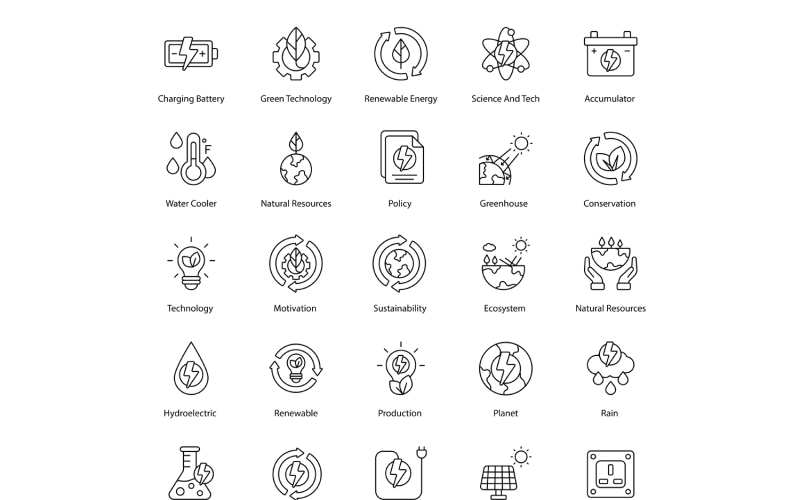 Hernieuwbare energie icon set iconen bundel