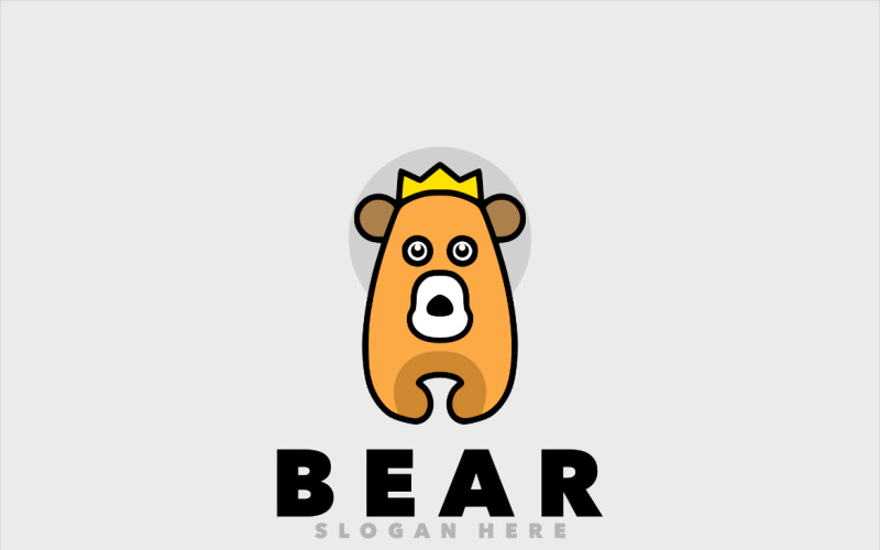 Medvědí král jednoduchý maskot kreslený design loga