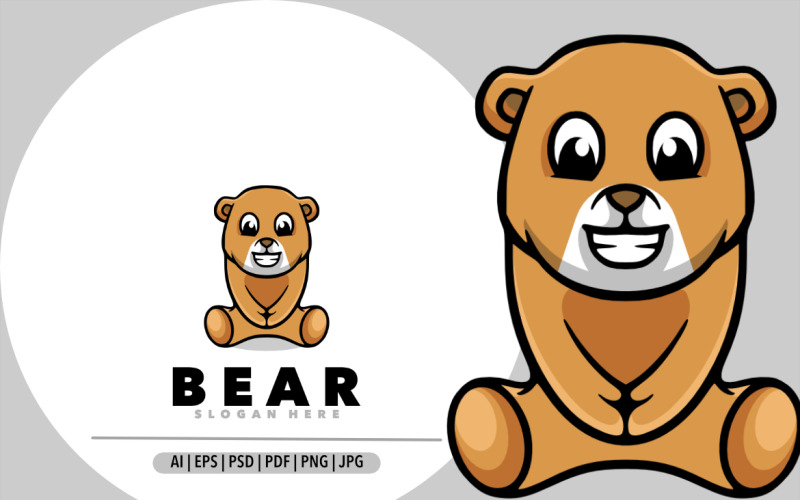 Милый талисман медведя панды мультфильм дизайн логотипа