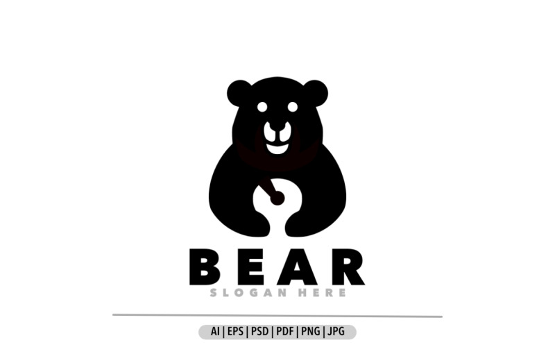 Plantilla de diseño de ilustración de diseño de logotipo de silueta de donuts de oso