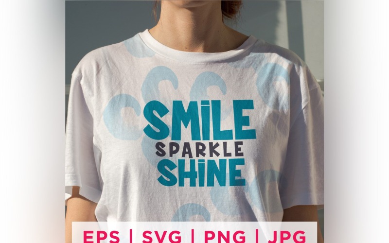Inspirierende Aufkleberdesigns „Lächeln, glitzern, glänzen“.