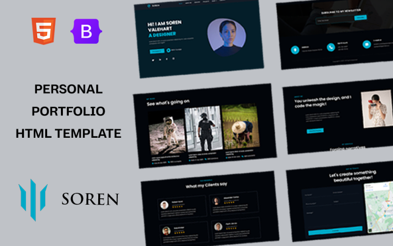 Soren - Modèle d'amorçage HTML5 de portfolio personnel