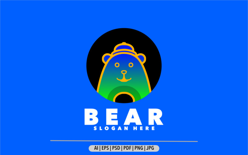 Bärenlinien-Gradienten-Logo-Vorlage, Logo-Design-Vorlage