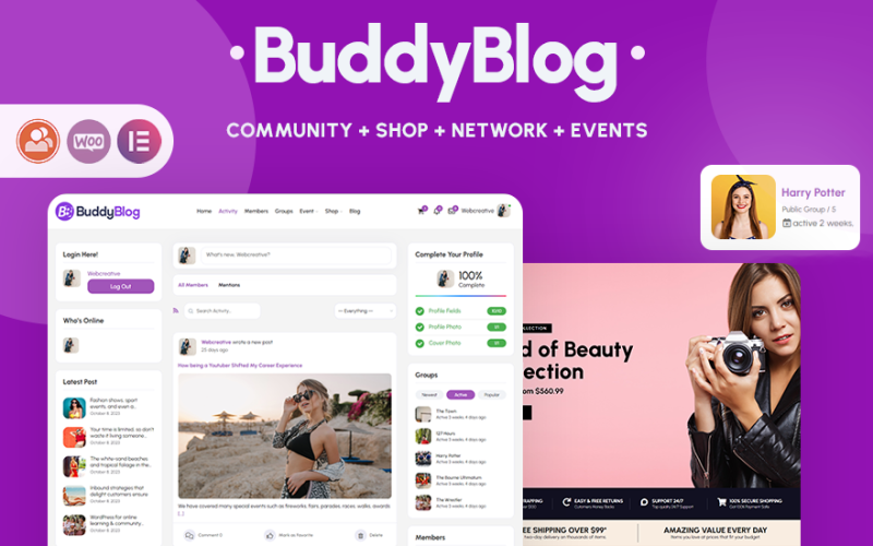 BuddyBlog - Creëer een community, e-commerce, BuddyPress-thema