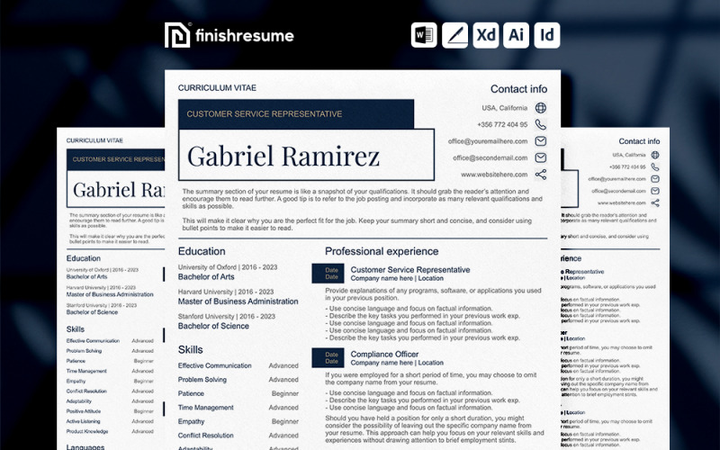 Modèle de CV de représentant du service client | Terminer le CV