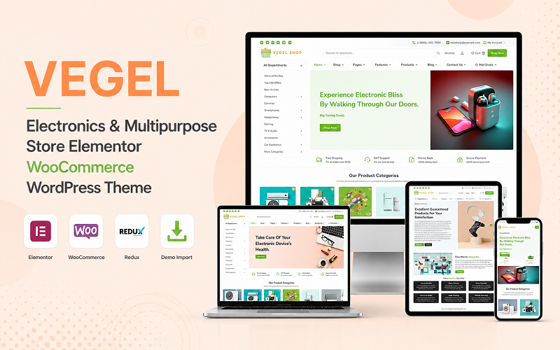 Vegel - Electronics & Multipurpose Store Elementor WooCommerce WordPress Theme