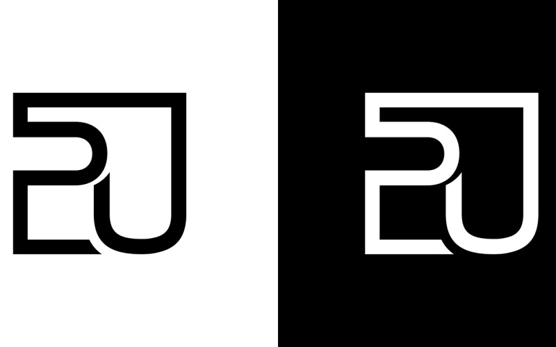 Bokstaven pu, upp abstrakt företag eller varumärke logotypdesign