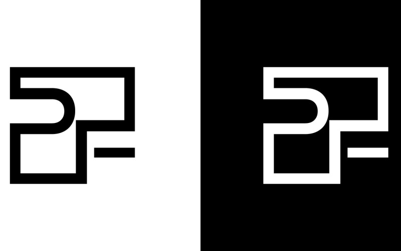 Carta pf, empresa abstrata fp ou design de logotipo de marca