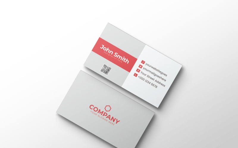 Cartão de visita corporativo vermelho - layout de cartão de visita simples