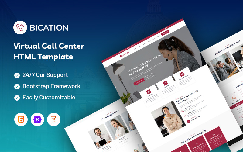 Bication: modello di sito Web per call center virtuale