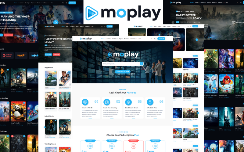 Moplay - Modèle HTML5 de films, d'émissions de télévision et de streaming vidéo
