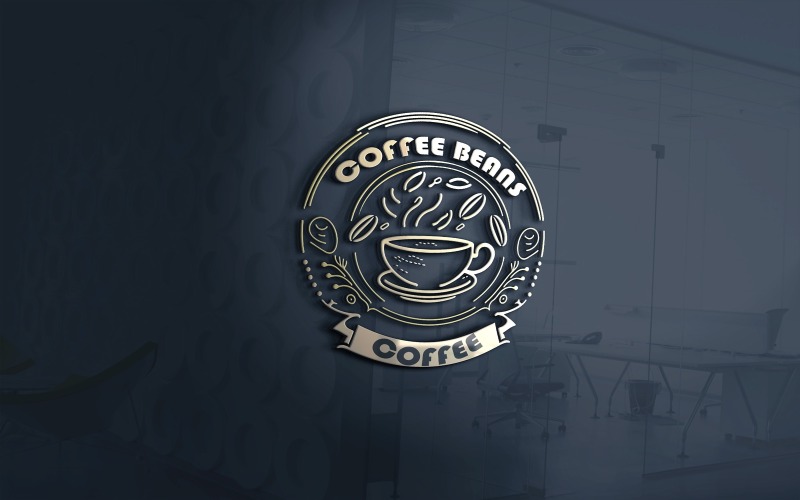 Plantilla de archivo vectorial del logotipo de la taza de granos de café
