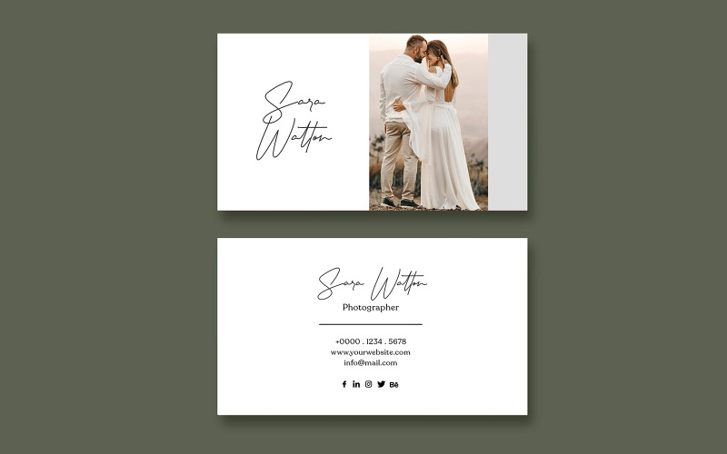 Stationär designmall för visitkort för bröllopsfotografering