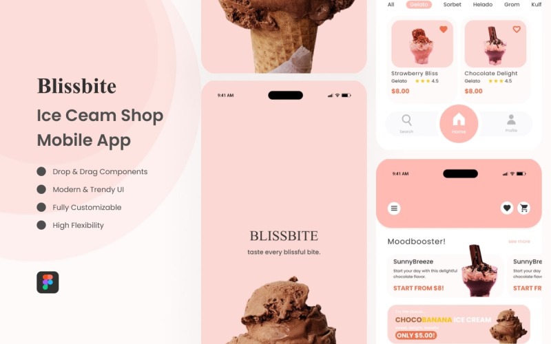 Blissbite - Мобильные приложения для магазина мороженого