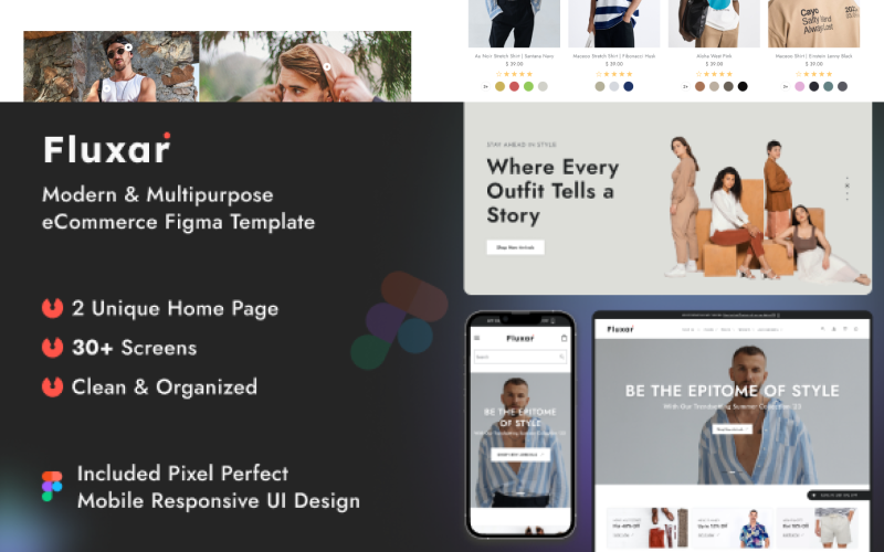Fluxar - Plantilla Figma de comercio electrónico moderna y multipropósito