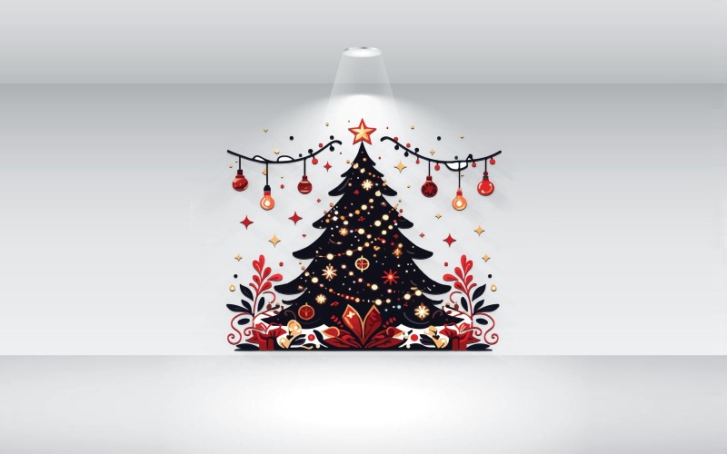 Ilustração vetorial de árvore de Natal com luzes
