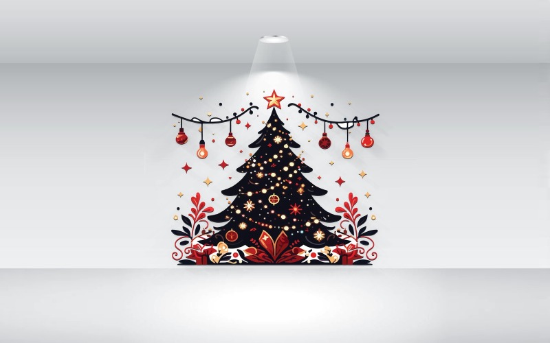 Kerstboom Met Lichten Vectorillustratie