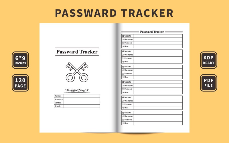 Password tracker diary interior design