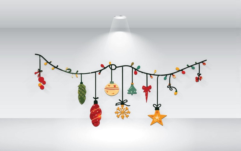 Plantilla de ilustración vectorial de luces de Navidad