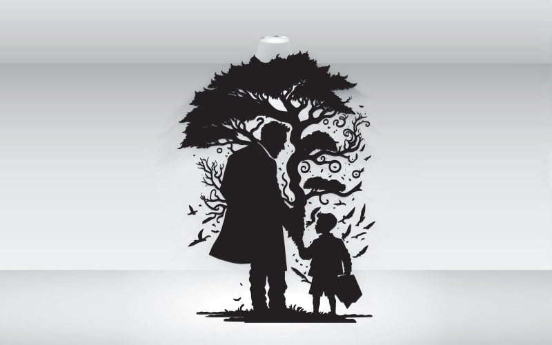 Vater und Sohn Tattoo-Design-Idee mit Baum-Vektordatei