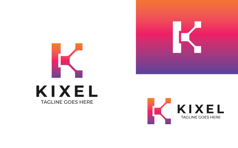 Design der Vorlage für das Tech-Logo mit Buchstabe K