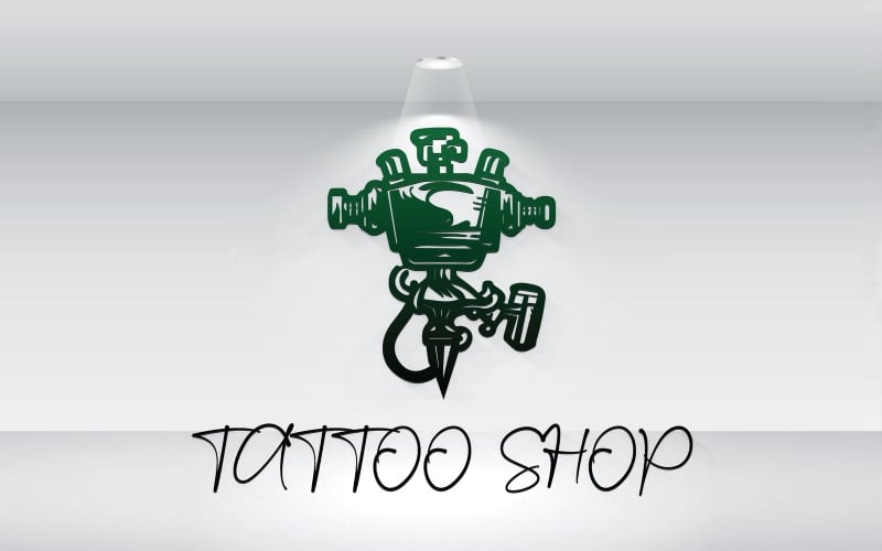 Máquina rotativa de plantilla de logotipo de tienda de tatuajes
