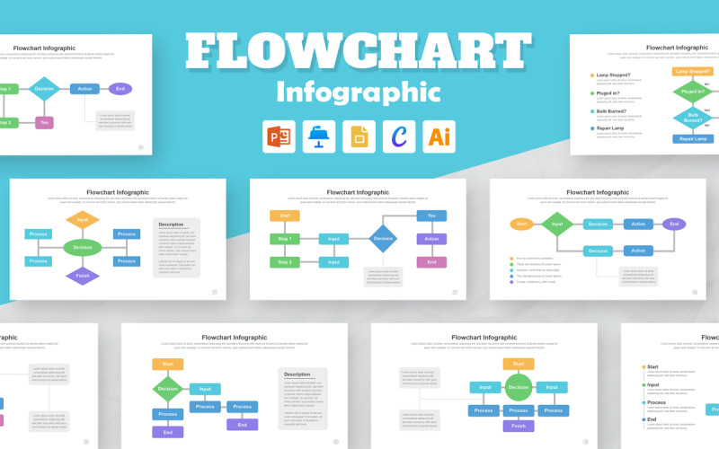Modelli di infografica del diagramma di flusso