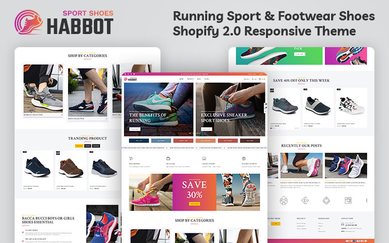 Habbot - Магазин спортивной обуви и обуви для бега Многоцелевая адаптивная тема Shopify 2.0