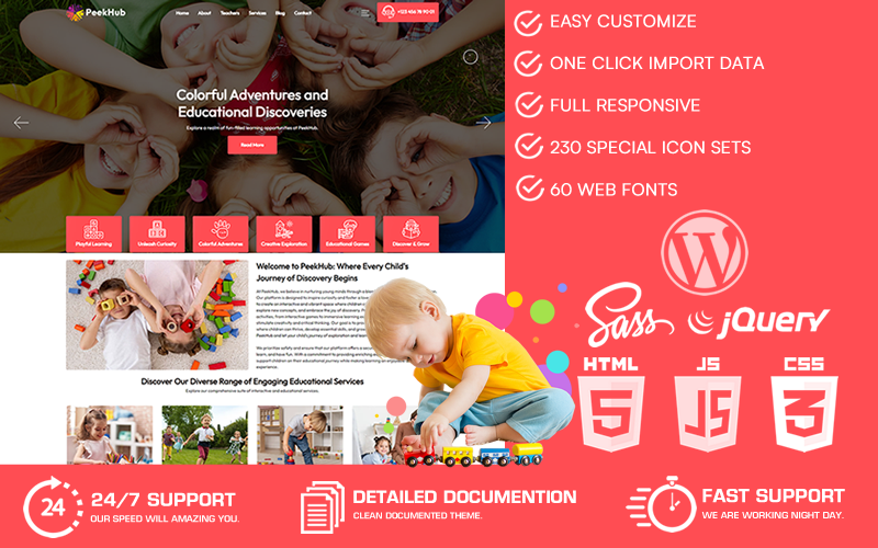 PeekHub – Thème WordPress pour la maternelle et le préscolaire