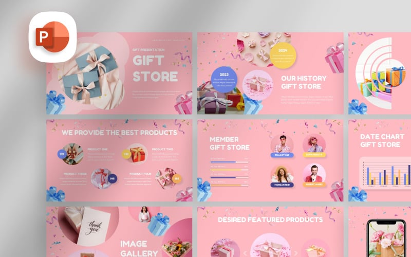 Рожевий шаблон презентації магазину подарунків