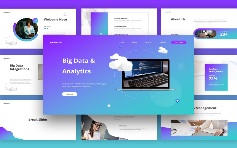 Szablon cyfrowych slajdów Google z danymi