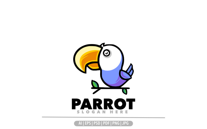 Baby papuga maskotka kreskówka logo maskotka ilustracja projektu