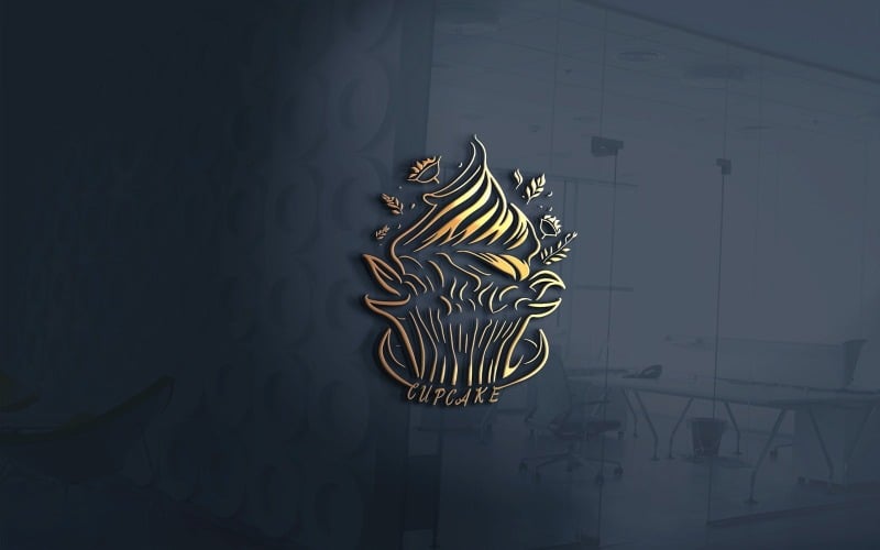 Кекс Пекарня Контур Современный Логотип Векторный Файл