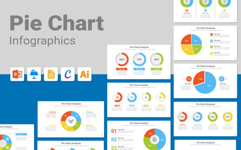 Modelo de gráfico de pizza infográfico moderno