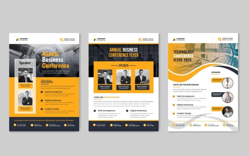 Corporate business conference a4 flyer template bundle technology ...