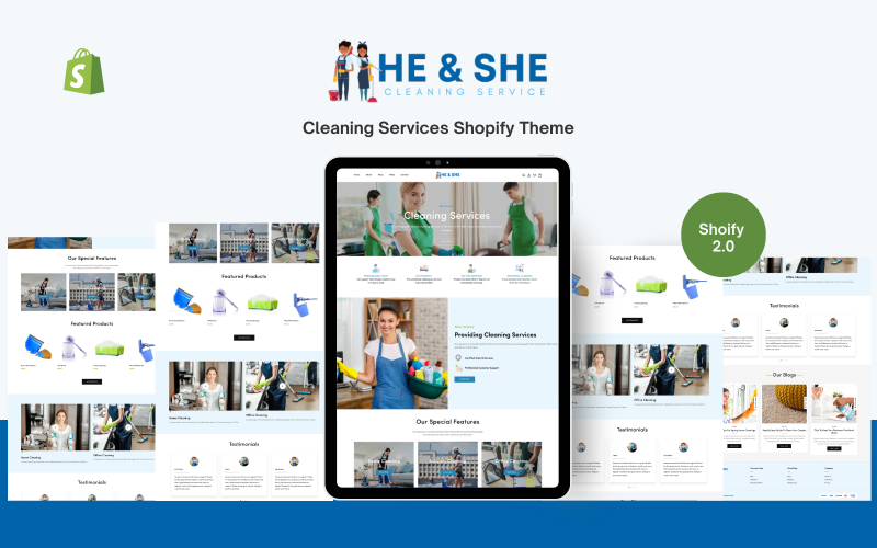 He & She - Shopify Тема «Услуги по уборке»