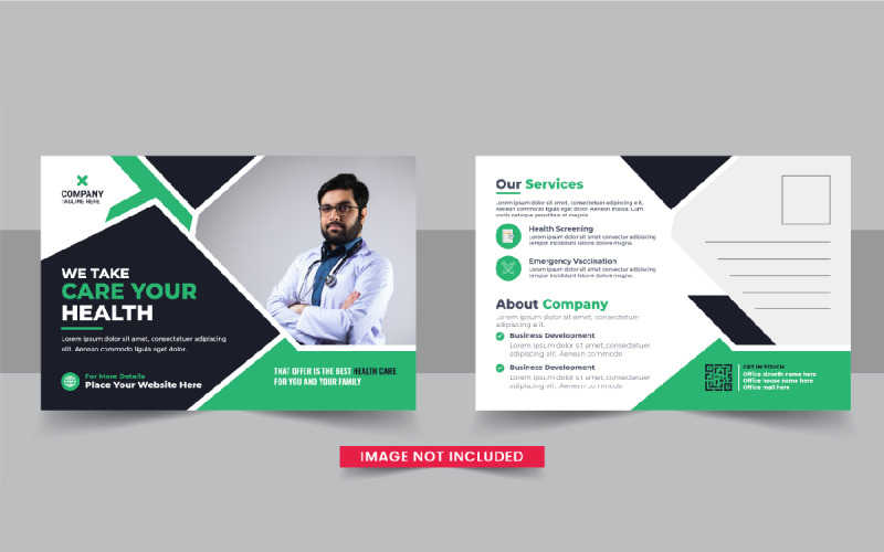 Healthcare Postcard Template or medical eddm postcard template design layout