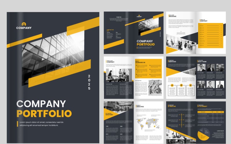 Moderne Unternehmensbroschürenvorlage, Jahresbericht, Layout der Unternehmensprofilbroschüre
