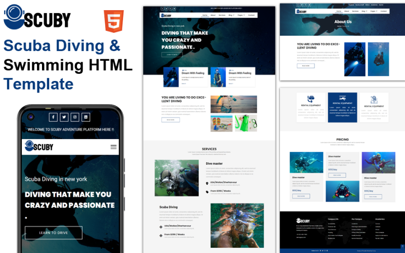 Scuby - HTML-sjabloon voor duiken en zwemmen