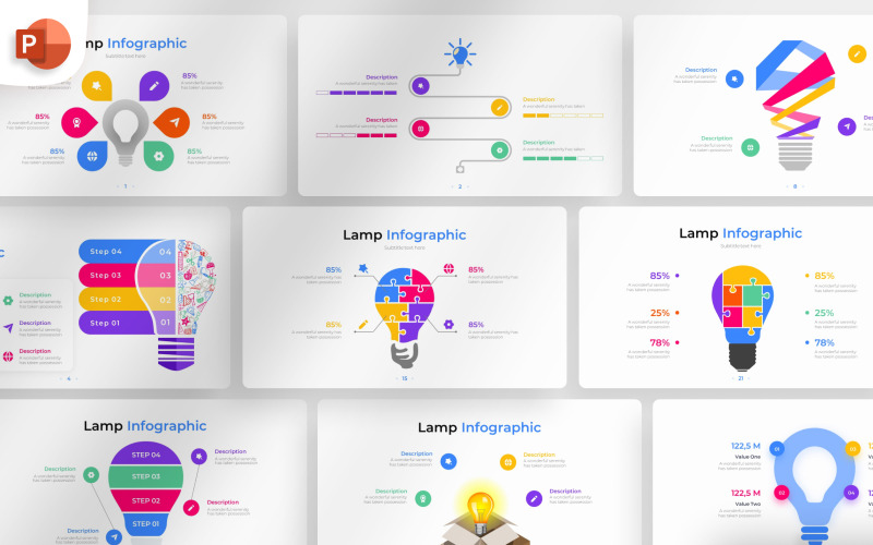 灯 PowerPoint 信息图表模板