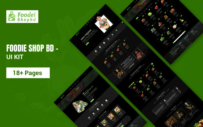 Modello di progettazione dell'interfaccia utente e-commerce di generi alimentari Figma Dark