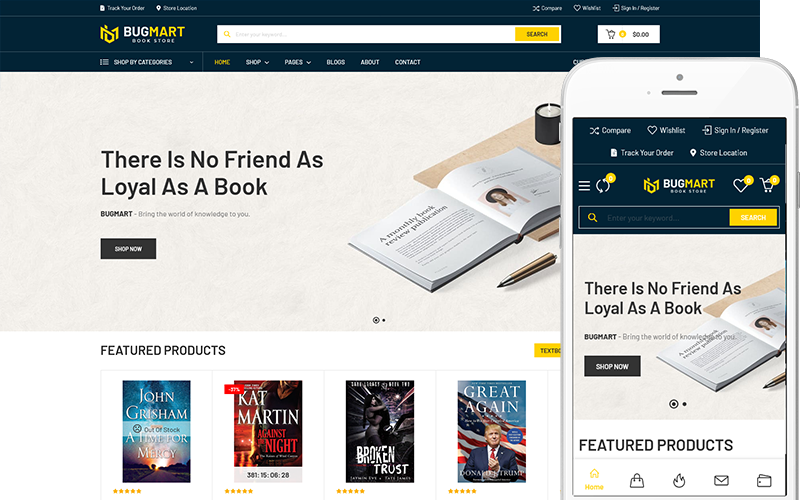 Bugmart - Knihkupectví, Knihkupectví WooCommerce téma WordPress