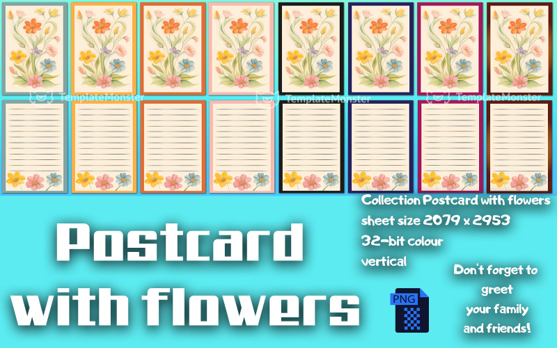 Cartão postal com flores