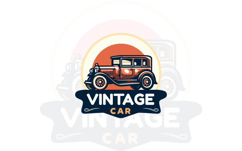 Design de logotipo de carro vintage vetorial, design de logotipo