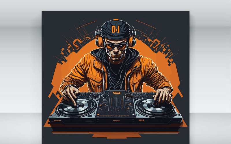 DJ tocando música em formato vetorial de instrumento