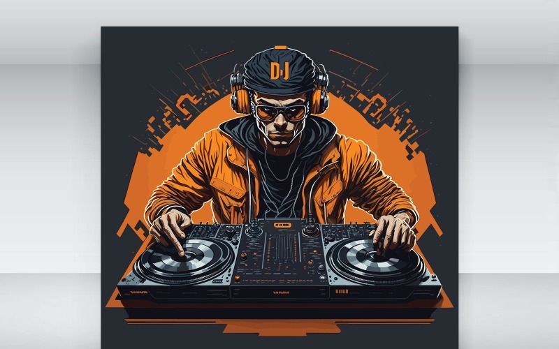 DJ zenét játszik a hangszeren vektoros formátumban