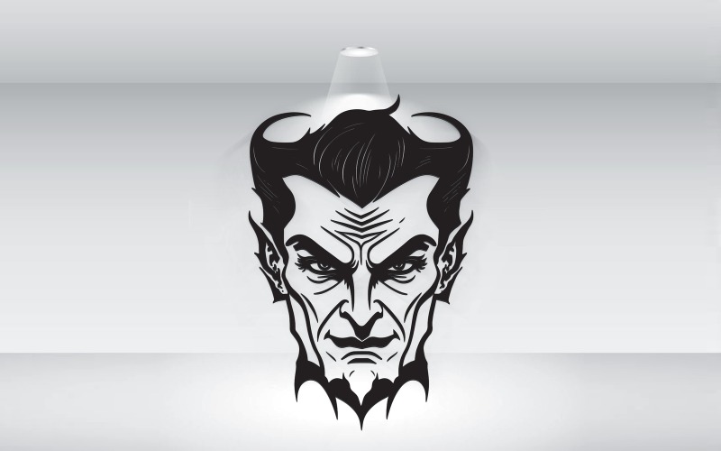 Dracula hoofd zwarte omtrek Halloween Vector
