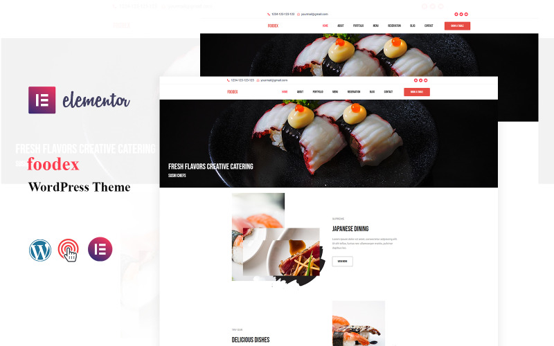 Foodex Snabbmat & Restaurang Elementor WordPress-tema