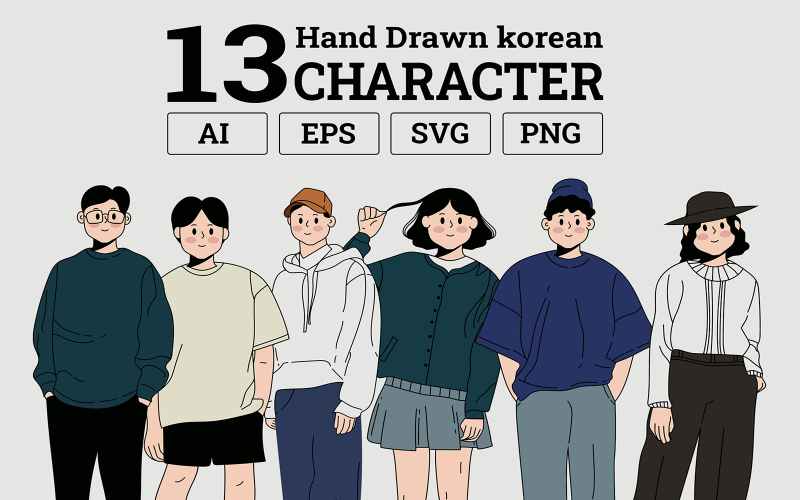 Handritad koreansk gammal karaktär - Illustration